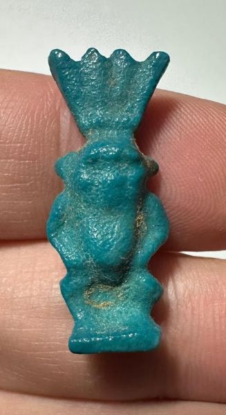 Picture of ANCIENT EGYPT.  BEAUTIFUL COLOR. GRECO - ROMAN - FAIENCE BES AMULET . 300 B.C - 100 A.D
