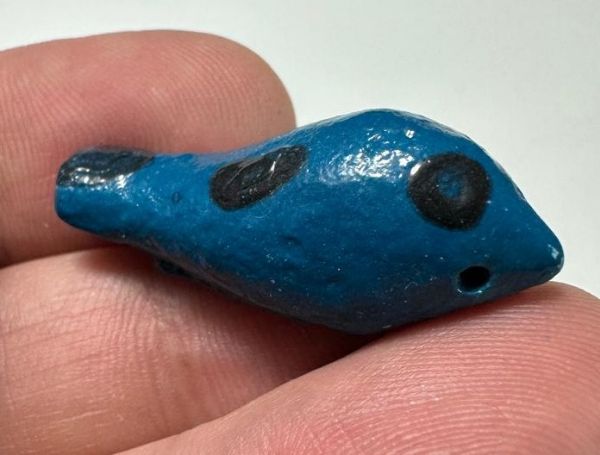 Picture of ANCIENT EGYPT.  BEAUTIFUL COLOR. GRECO - ROMAN - FAIENCE FALCON (HORUS) AMULET . 300 B.C - 100 A.D