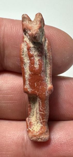 Picture of ANCIENT EGYPT.  BEAUTIFUL COLOR. GRECO - ROMAN - FAIENCE ANUBIS AMULET . 300 B.C - 100 A.D