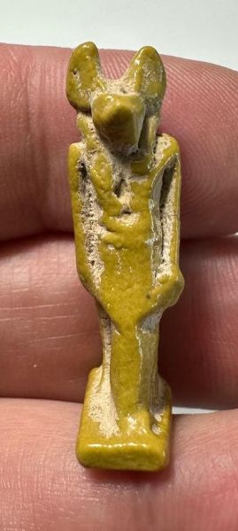 Picture of ANCIENT EGYPT.  BEAUTIFUL COLOR. GRECO - ROMAN - FAIENCE ANUBIS AMULET . 300 B.C - 100 A.D