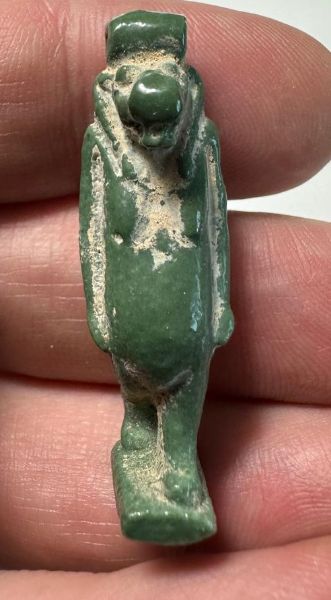 Picture of ANCIENT EGYPT.  BEAUTIFUL COLOR. GRECO - ROMAN - FAIENCE TAWERET AMULET . 300 B.C - 100 A.D