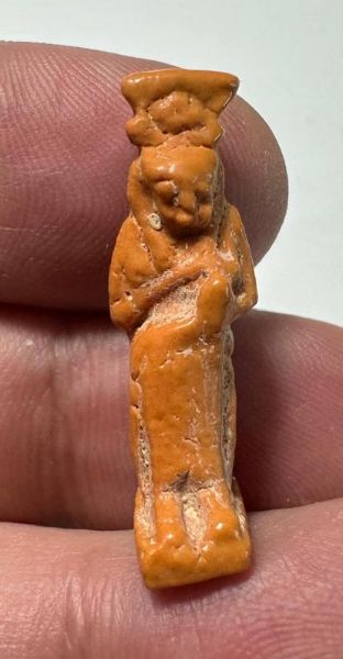 Picture of ANCIENT EGYPT.  BEAUTIFUL COLOR. GRECO - ROMAN - FAIENCE ISIS NURSING HORUS AMULET . 300 B.C - 100 A.D