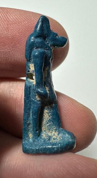 Picture of ANCIENT EGYPT.  BEAUTIFUL COLOR. GRECO - ROMAN - FAIENCE ANUBIS AMULET . 300 B.C - 100 A.D