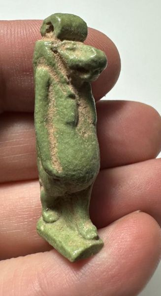 Picture of ANCIENT EGYPT.  BEAUTIFUL COLOR. GRECO - ROMAN - FAIENCE TAWERET AMULET . 300 B.C - 100 A.D