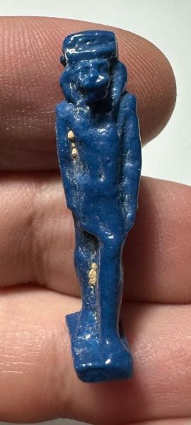 Picture of ANCIENT EGYPT.  BEAUTIFUL COLOR. GRECO - ROMAN - FAIENCE LION HEADED  AMULET . 300 B.C - 100 A.D