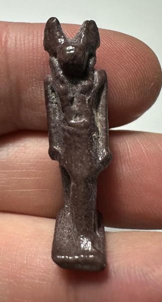 Picture of ANCIENT EGYPT.  BEAUTIFUL COLOR. GRECO - ROMAN - FAIENCE ANUBIS AMULET . 300 B.C - 100 A.D