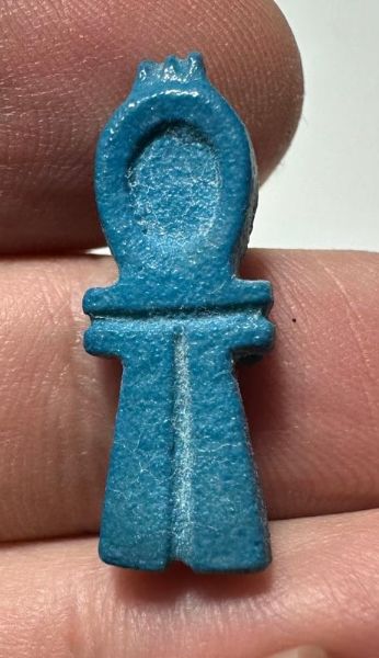 Picture of ANCIENT EGYPT.  BEAUTIFUL COLOR. GRECO - ROMAN - FAIENCE ANKH AMULET . 300 B.C - 100 A.D