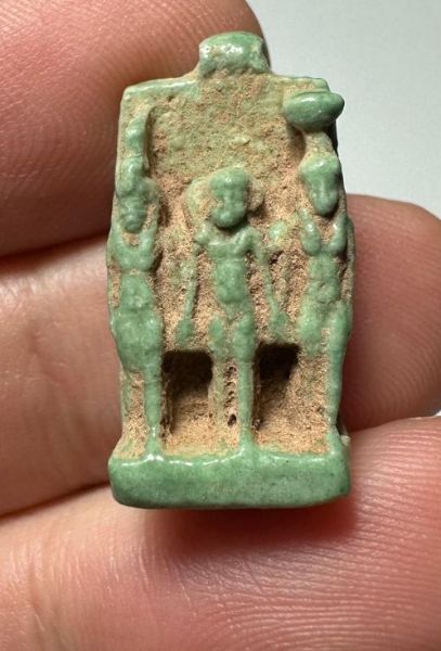 Picture of ANCIENT EGYPT. GRECO - ROMAN FAIENCE OSIRIAN TRIAD AMULET.  300 B.C - 100 A.D