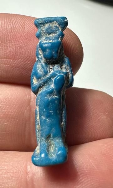 Picture of ANCIENT EGYPT. GRECO - ROMAN FAIENCE ISIS NURSING HORUS AMULET.  300 B.C - 100 A.D