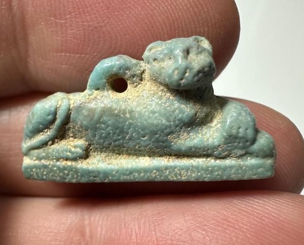Picture of ANCIENT EGYPT. GRECO - ROMAN FAIENCE CAT AMULET.  300 B.C - 100 A.D