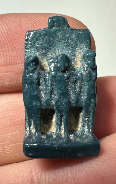 Picture of ANCIENT EGYPT. GRECO - ROMAN FAIENCE OSIRIAN TRIAD AMULET.  300 B.C - 100 A.D