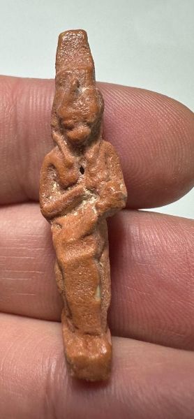 Picture of ANCIENT EGYPT. GRECO - ROMAN FAIENCE ISIS NURSING HORUS AMULET.  300 B.C - 100 A.D