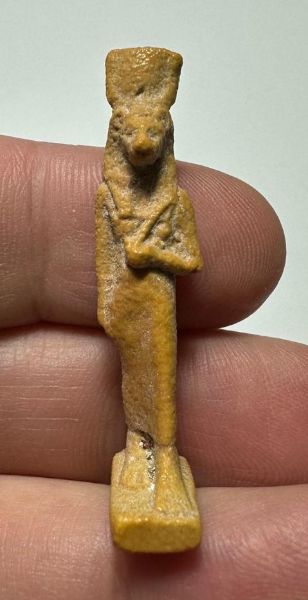 Picture of ANCIENT EGYPT. GRECO - ROMAN FAIENCE  AMULET OF A LION HEADED DEITY.  300 B.C - 100 A.D
