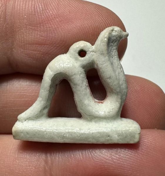 Picture of ANCIENT EGYPT. GRECO - ROMAN FAIENCE  AMULET OF A COBRA.  300 B.C - 100 A.D