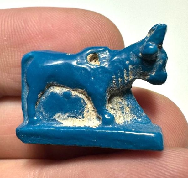 Picture of ANCIENT EGYPT. GRECO - ROMAN FAIENCE  AMULET OF AN APIS BULL.  300 B.C - 100 A.D