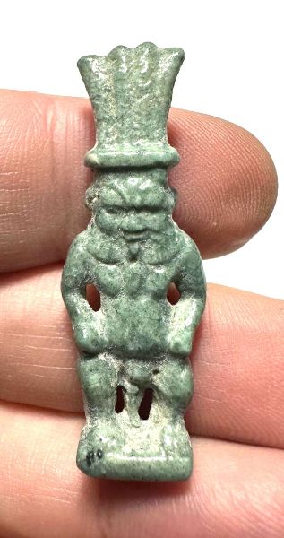 Picture of ANCIENT EGYPT. GRECO - ROMAN FAIENCE  AMULET OF BES - OPEN WORK.  300 B.C - 100 A.D