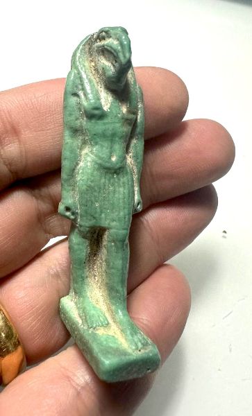 Picture of ANCIENT EGYPT. GRECO - ROMAN LARGE FAIENCE THOTH AMULET.  300 B.C - 100 A.D