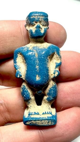 Picture of ANCIENT EGYPT. GRECO - ROMAN LARGE FAIENCE PATAIKOS AMULET.  300 B.C - 100 A.D