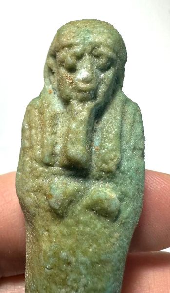 Picture of   Ancient Egypt. FAIENCE USHABTI . LATE PERIOD. 600 - 300  B.C.  GOOD SIZE