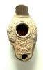 Picture of JUDAEA. Late Roman to Byzantine era, circa 400-500 CE. Ceramic  oil lamp with a Menorah