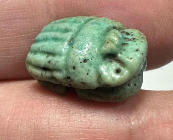 Picture of  ANCIENT EGYPT.  FAIENCE BUTTON SCARAB.  600 - 300 B.C
