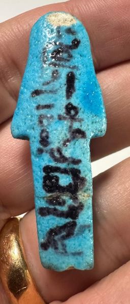 Picture of  FOR "NAKHT EF MUT" : Ancient Egypt. FAIENCE USHABTI . LATE PERIOD. 600 - 300  B.C