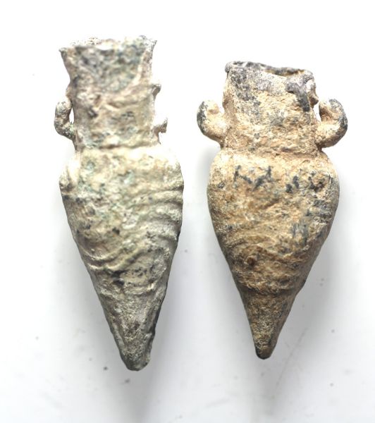 Picture of Ancient Levant. ROMAN. 300 - 400 A.D . AMPHORA LEAD AMULETS. (TWO)