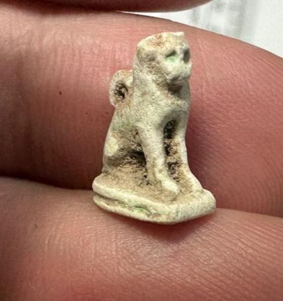 Picture of ANCIENT EGYPT.   GRECO - ROMAN .  FAIENCE CAT AMULET . 300 B.C - 100 A.D