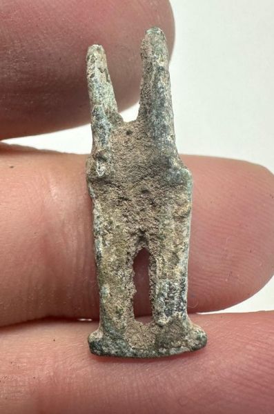 Picture of Ancient Phoenician or egyptian  Bronze amulet two gods. 500 - 400 B.C