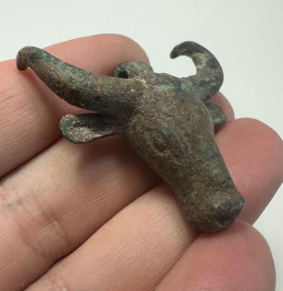Picture of Ancient LEVANT . IRON AGE SILVER AMULET OF A BULL. 800 - 700  B.C