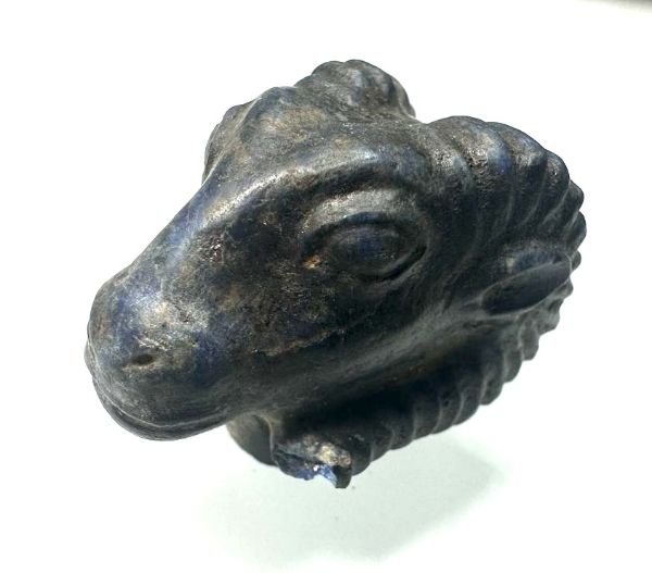 Picture of Ancient Egypt. Large Lapiz Lazuli Ram's head amulet (Khnum). Late Period. 600 - 300 B.C