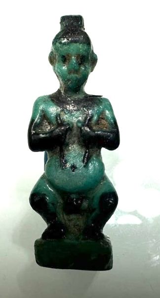 Picture of   Ancient Egypt. Greco - Roman Polychrome Faience Potaikos Amulet. 300 B.C - 100 A.D 