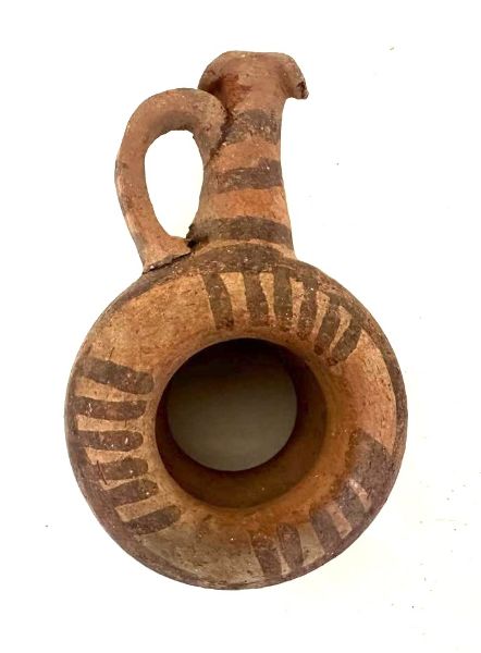 Picture of ANCIENT CYPRIOT  TERRACOTTA WHEEL SHAPED PAINTED VESSEL. MIDDLE BRONZE AGE . 1600 B.C