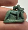 Picture of ANCIENT EGYPT. 26TH DYNASTY. FAIENCE ANUBIS (JACKAL) AMULET WITH THE ORIGINAL ANCIENT GOLD LOOP. 600 - 300 B.C