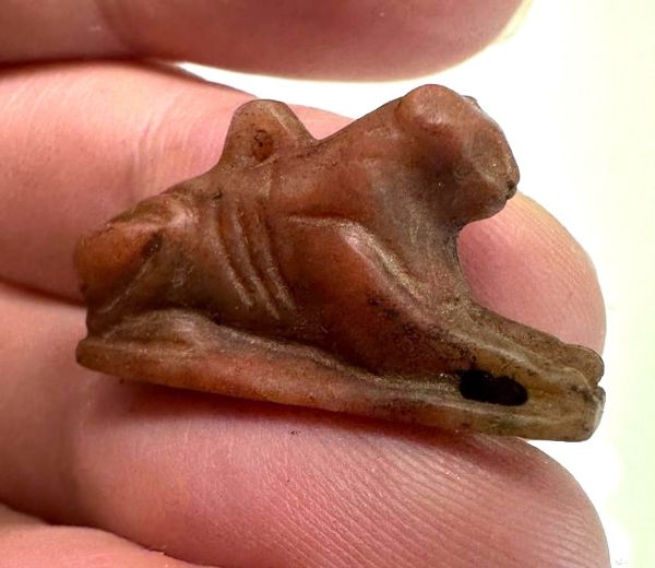 Picture of ANCIENT EGYPT. 26TH DYNASTY. LARGE CARNELIAN AMULET OF A LION. 600 - 300 B.C