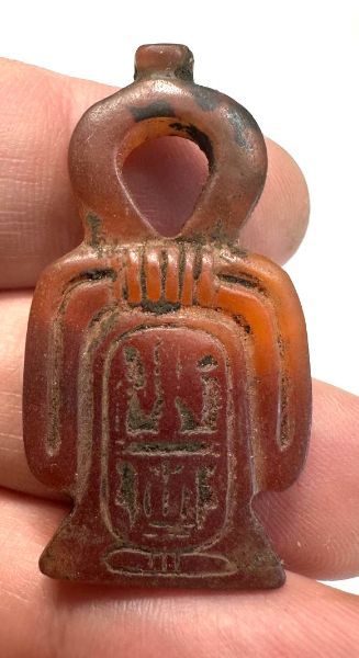 Picture of ANCIENT EGYPT. 26TH DYNASTY. LARGE CARNELIAN TYET AMULET WITH THE NAME OF THE KING RAMESSIS IV . 600 - 300 B.C