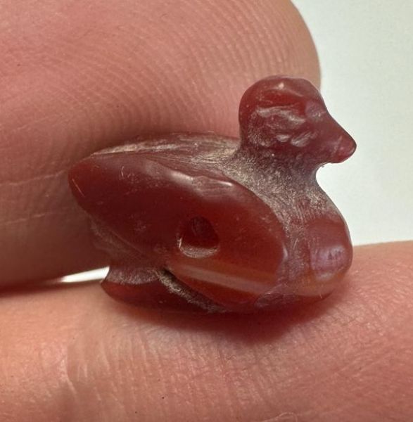 Picture of ANCIENT EGYPT. 26TH DYNASTY. BEAUTIFUL CARNELIAN DUCK AMULET . 600 - 300 B.C