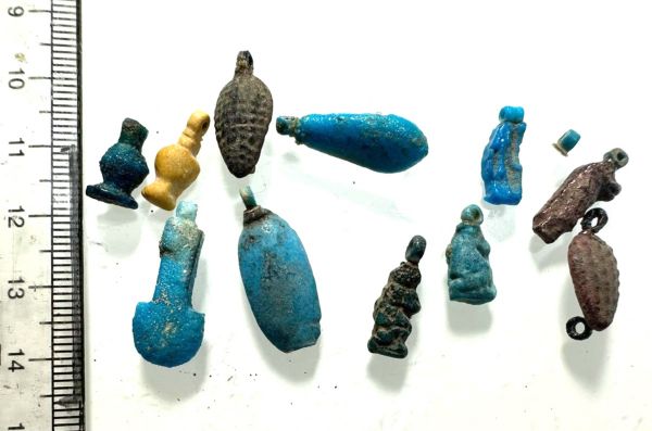 Picture of ANCIENT EGYPT. AMARNA LOT OF FAIENCE AMULETS . 15TH CENTURY B.C TIME OF KING TUTANKHAMUN 