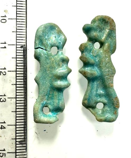 Picture of ANCIENT EGYPT. 26TH DYNASTY. LOT OF TWO SONS OF HORUS AMULETS. FAIENCE . 600 - 300 B.C