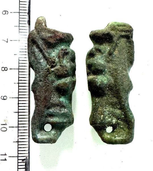 Picture of ANCIENT EGYPT. 26TH DYNASTY. LOT OF TWO SONS OF HORUS AMULETS. FAIENCE . 600 - 300 B.C