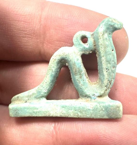 Picture of ANCIENT EGYPT. 26TH DYNASTY. FAIENCE  AMULET OF A COBRA. 600 - 300 B.C