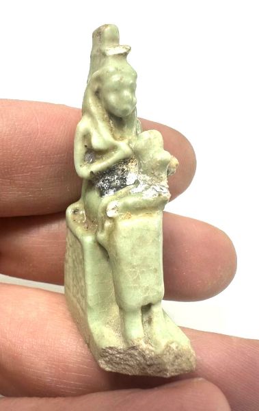 Picture of ANCIENT EGYPT. 26TH DYNASTY . 600 - 300 B.C. ISIS NURNSING BABY HORUS FAIENCE AMULET