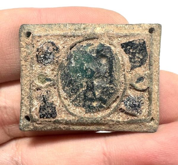 Picture of   Ancient Medieval Bronze Inlaid with Glass Belt Buckle . 1100 - 1300 A.D. Levant