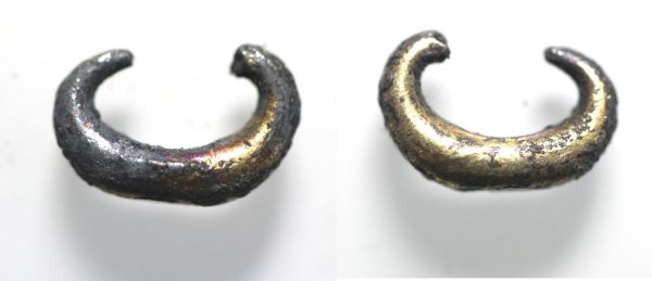 Picture of ANCIENT LEVANT. CURRENCY BEFORE COINS. GILDED SILVER EARRING. 800 - 700 B.C