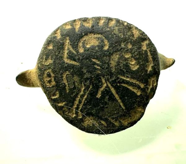 Picture of ANCIENT CRUSADERS. BRONZE RING BEZEL. 1200 A.D. ST. GEORGES