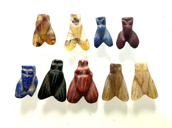 Picture of ANCIENT EGYPT. LOT OF 9 STONE FLY AMULETS. NEW KINGDOM. 1300 B.C