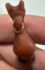 Picture of ANCIENT EGYPT. LATE PERIOD. STONE AMULET OF A CAT WITH THE ORIGINAL GOLD LOOP. 600 - 300 B.C