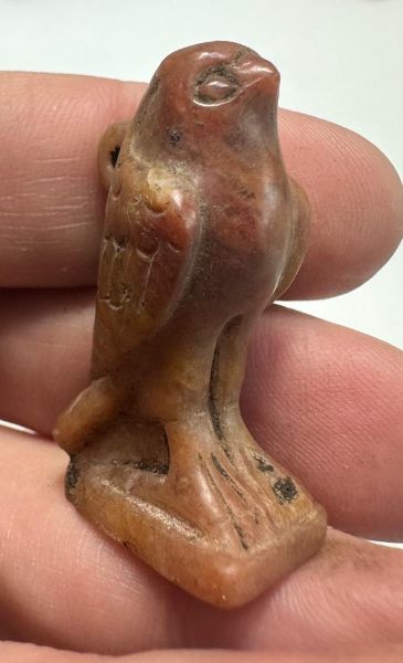 Picture of ANCIENT EGYPT. LATE PERIOD. HUGE STONE AMULET OF A FALCON. 600 - 300 B.C
