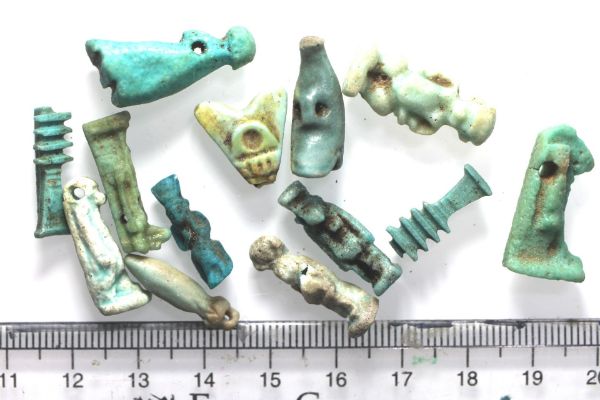 Picture of   Ancient Egypt. LOT OF 13 FAIENCE AMULETS. 600 - 100 B.C