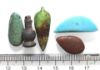 Picture of   Ancient Egypt. LOT OF 4  FAIENCE AMULETS AND A GLASS EYE. 600 - 100 B.C